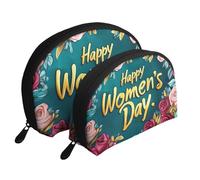 The Elegant Women's Day - Bolsas de maquillaje impresas para el día de la mujer, bolsa de aseo portátil de 2 piezas, White, Talla única