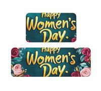 The Elegant Women's Day Rug - Juego de 2 tapetes de cocina acolchados cómodos para decoración del hogar, fregadero, tapetes de cocina para suelo, antideslizantes, lavables, 17 x 47 pulgadas + 17 x 30