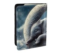 The Elephant On The Moon - Funda para pasaporte con estampado de elefante en la luna, funda organizadora de viaje para pasaporte para hombres y mujeres, 6.5 pulgadas, Black, Talla única