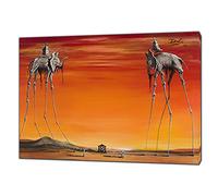 The Elephants Paint by Salvador Dali - Lienzo enmarcado para pared, decoración del hogar, 76 x 60 cm, 18 mm de profundidad