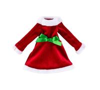 The Elf on The Shelf Claus Couture Sleighing as Santa Party Dress | Ropa Oficial de Elfo Explorador | Vestido de Terciopelo Rojo con Lazo Verde