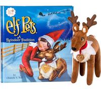 The Elf on the Shelf® Elf Pets® Reno Tradition | Peluche de reno con libro ilustrado y colgante de corazón dorado | Incluye certificado de autenticidad | francés