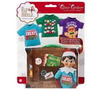 The Elf on the Shelf Sweet Treats Tees Claus Couture - Juego de Ropa para tu Elfo Explorador, los Accesorios Incluyen una Maleta de Lata Coleccionable con un trío de Camisetas de tamaño Elfo