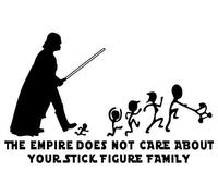 The Empire Does Not Care About Your Stick Figure Family Funny - Sticker Graphic - Auto, Wall, Laptop, Cell, Truck Sticker for Windows, Cars, Trucks