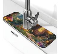 The Enchanted Garden, The Enchanted Forest Faucet Mat para fregadero de cocina, tapete de secado súper absorbente para cocina, baño, fregadero, cafetería, bar, grifo, decoración de regalos (15 x 5.5