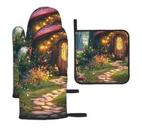 The Enchanted Garden, The Enchanted Forest Guantes de cocina coloridos resistentes al calor, almohadillas calientes, lindas cosas de panadero, regalos de cocina para amantes de la cocina, cocineros y
