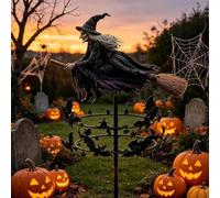 The Enchanting Witch Garden Wind Spinner with Flying Witch & Bat，1 PCS