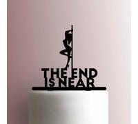 The End Is Near Pole Girl - Decoración acrílica para tartas de 6 pulgadas de ancho/morado