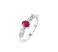 The Engagement Ring, Boho Ring Set Butterfly with 0.45ct Oval Shape Rubí y 0.06ct Diamond White Gold, T 1/2, Oro blanco de 18 quilates, Rubí
