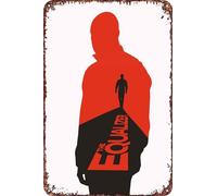 The Equalizer - Póster de la película vintage de metal con texto en inglés "The Equalizer", letreros de estaño retro para garaje, carteles de película, decoración de cueva de hombre, 8 x 1