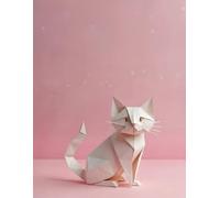 The Essential College Ruled Notebook: Large 8.5 x 11 Professional Lined Journal: kawaii aesthetic pink pastel cat art minimalist origami design front cover