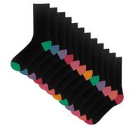 The Essentials Wardrobe - 12 pares de calcetines para mujer, con talón y punta de color, acanalados, parte superior formal y casual, paquete múltiple, suave, transpirable, con elastano, con