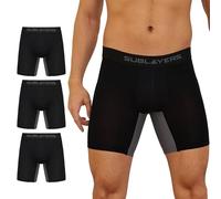 The Essentials Wardrobe Boxers de bambú para hombre, paquete de 3 unidades, transpirable, cintura elástica, ropa interior contorneada 3D, paneles antirozaduras, antipiernas, boxeadores deportivos para