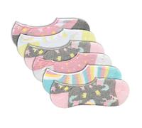 The Essentials Wardrobe Calcetines invisibles para niñas, paquete de 6 calcetines invisibles de algodón con diseño de unicornio oculto, Princesa/Unicornio, 12.5-3.5