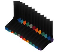 The Essentials Wardrobe Calcetines para hombre 12 pares, calcetines con talón y punta de color, calcetines de canalé para hombre, multipack de calcetines formales y casuales, calcetines suaves y