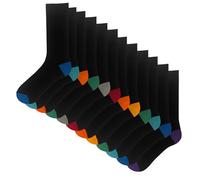 The Essentials Wardrobe Calcetines para hombre, 12 pares, mezcla de algodón, color negro, talla 36-46, Negro, ^