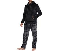 The Essentials Wardrobe Conjunto de pijama de forro polar con capucha para hombre, camiseta de manga larga y pantalones inferiores, ropa de dormir y ropa de dormir de invierno para hombre, camiseta y