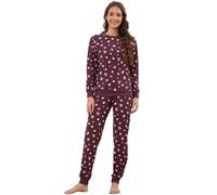 The Essentials Wardrobe Conjunto de pijama de forro polar para mujer con camiseta de manga larga y pantalones inferiores, ropa de dormir para mujer, ropa de dormir suave y cómoda, camiseta y