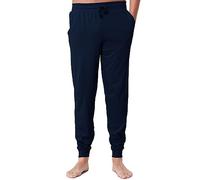 The Essentials Wardrobe Pantalones de pijama para hombre, ropa de descanso, de algodón, tallas S-4XL, azul marino, L