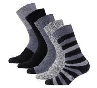 The Essentials Wardrobe Paquete de 5 calcetines acogedores para hombre, suaves, esponjosos, con aislamiento térmico, elastano, elásticos, antideslizantes, calcetines de invierno para hombre, calidad