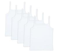 The Essentials Wardrobe Paquete de 5 chalecos sin mangas para niñas, 100% algodón, tallas de 4 a 13 años, Blanco-2, 8-9 Años