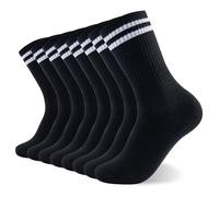 The Essentials Wardrobe Paquete de 8 calcetines deportivos a rayas para hombre, informales, para ocio, correr, atléticos, mezcla de algodón suave, absorben la humedad, elásticos, pierna acanalada