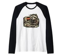 The Eternal Debugger Funny Trash Panda IT Programador Mapache Camiseta Manga Raglan