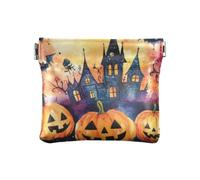 The Evil Yellow Pumpkin Castle on Halloween Fashion - Monedero de cuero para mujer, monedero portátil para hombres y mujeres, monedero de viaje para mujer Pequeno