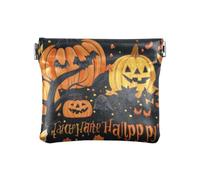 The Evil Yellow Pumpkin Castle on Halloween Fashion Small Leather Coin Purse Decorative Personal Items Organizer for Men Women Travel Bags for