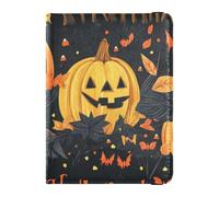 The Evil Yellow Pumpkin Castle on Halloween - Soporte de cuero para pasaporte, organizador de documentos de viaje, protector para tarjetas, funda para pasaporte para hombres, ultra delgada
