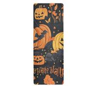 The Evil Yellow Pumpkin Castle on Halloween Yoga Mat plegable para suelo impreso, antideslizante, toalla de yoga antideslizante con bolsa para ejercicio 71 x 26 pulgadas