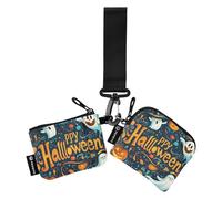 The Evil Yellow Pumpkin on Halloween - Cartera para monedero para mujer, delgada, portátil, con bolsillo con cremallera para mujer, 2 paquetes de estuches para tarjetas de crédito