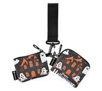 The Evil Yellow Pumpkin on Halloween - Monederos para mujer, bonitos soportes para tarjetas de identificación, protector con bolsillo para monedas con cremallera para damas, 2 fundas para tarjetas de