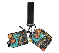 The Evil Yellow Pumpkin on Halloween - Monederos para mujer, tamaño compacto, organizador de tarjetas de crédito con llavero para damas, 2 paquetes de cartera para tarjetas