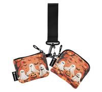 The Evil Yellow Pumpkin on Halloween - Organizador de dinero para mujer, protector minimalista para tarjetas de identidad con bolsillo con cremallera para damas, 2 tarjetas de crédito para mujer