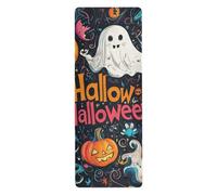 The Evil Yellow Pumpkin on Halloween Yoga Mat con funda para pilates impresa, antideslizante, toalla de yoga antideslizante con bolsa para ejercicio 71 x 26 pulgadas