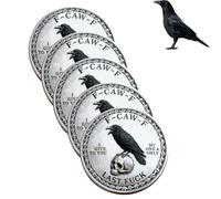 The F-Caw-F Coin - for Those Who Laugh at Life and Give Zero F*CKS! Black Raven Last Fuck Coin, Funny Novelty Challenge Coins, Token of Letting Go and Moving On (5pcs)