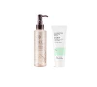 THE FACE SHOP Rice Water Bright Rich Cleansing Oil - 150ml (1ea) + Air Cotton Makeup Base - Mint (1ea) Set