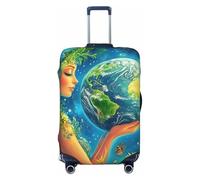The Fairy Flower Girl Holds The Planet - Funda elástica para equipaje de viaje, protector de maleta, funda de equipaje impresa antiarañazos, Black, M
