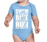 the Fan Tee Body de Bebe Deportes Triathlon 3 Disciplinas En 1. Ciclista, Ciclismo, Carrera, Corredor, Natacion, Nadador 008 3 Meses