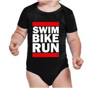 the Fan Tee Body de Bebe Deportes Triathlon 3 Disciplinas En 1. Ciclista, Ciclismo, Carrera, Corredor, Natacion, Nadador 007 6 Meses