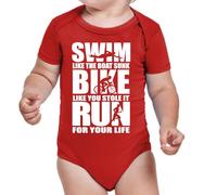 the Fan Tee Body de Bebe Deportes Triathlon 3 Disciplinas En 1. Ciclista, Ciclismo, Carrera, Corredor, Natacion, Nadador 008 6 Meses