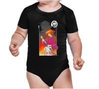 the Fan Tee Body de Bebe Dibujos Animados Samurai Anime Espadachín, Manga, Otaku, Los 90, Diseño Japonés Retro, Katana, 002 12 Meses
