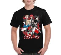 the Fan Tee Camiseta de Adulto de Hombre Dibujos Animados Chainsaw Man Anime Gore Denji, Sangre, Dientes de Acero, Pochita, Makima, AKI Hayakawa 005 L
