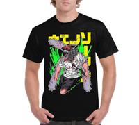 the Fan Tee Camiseta de Adulto de Hombre Dibujos Animados Chainsaw Man Anime Gore Denji, Sangre, Dientes de Acero, Pochita, Makima, AKI Hayakawa 004 S