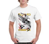 the Fan Tee Camiseta de Adulto de Hombre Dibujos Animados Chainsaw Man Anime Gore Denji, Sangre, Dientes de Acero, Pochita, Makima, AKI Hayakawa 014 L