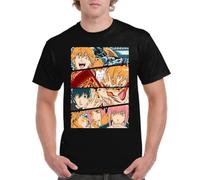 the Fan Tee Camiseta de Adulto de Hombre Dibujos Animados Chainsaw Man Anime Gore Denji, Sangre, Dientes de Acero, Pochita, Makima, AKI Hayakawa 006 4XL
