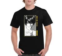 the Fan Tee Camiseta de Adulto de Hombre Dibujos Animados Death Note Juego psicológico,Poder del Cuaderno, la Justicia y la Mente Estratégica 001 L