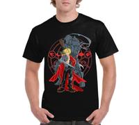 the Fan Tee Camiseta de Adulto de Hombre Dibujos Animados Metal Energía, Alquimia, Acero, Hermandad, Círculos Mágicos, Renacimiento, Fusión 004 4XL