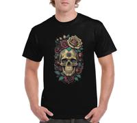 the Fan Tee Camiseta de Adulto de Hombre Skull Skull Calavera: Fuerza, Misterio y Rebeldía Estilo Oscuro y Poderoso, Arte, Moda.. 076 L
